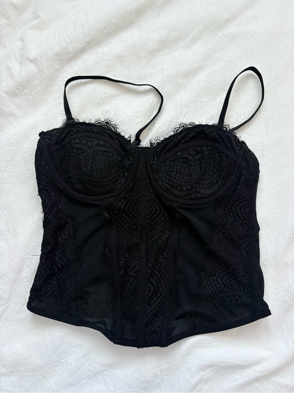 Garage Black Lace Bustier Top